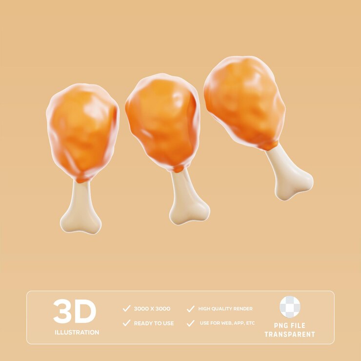 Ilustración en 3D del tambor de pollo PSD