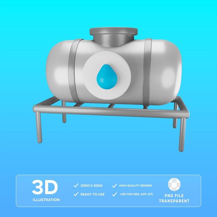 Ilustración 3D del tanque de agua PSD