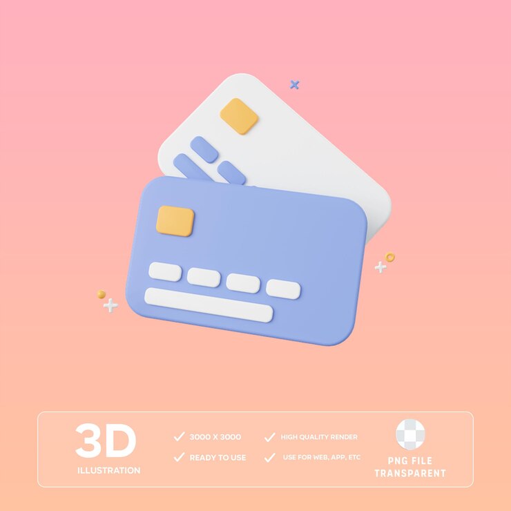 Ilustración 3D de la tarjeta de crédito PSD