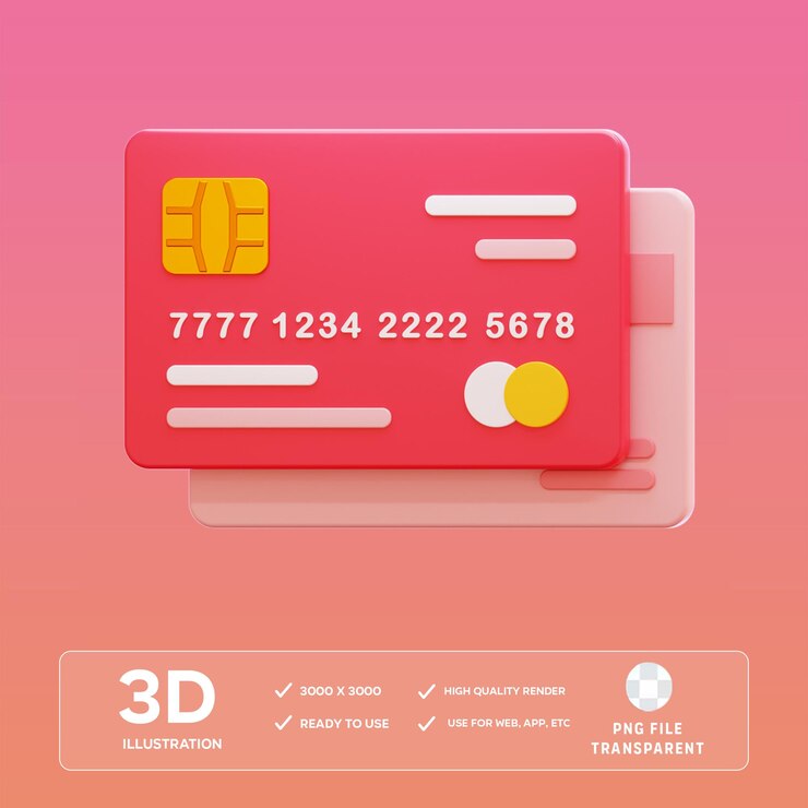 Ilustración 3D de la tarjeta de crédito PSD