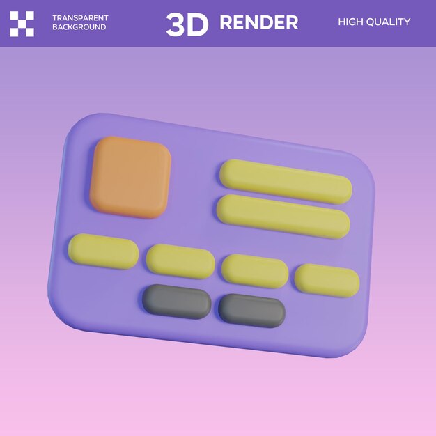 Ilustración 3D de la tarjeta de crédito PSD
