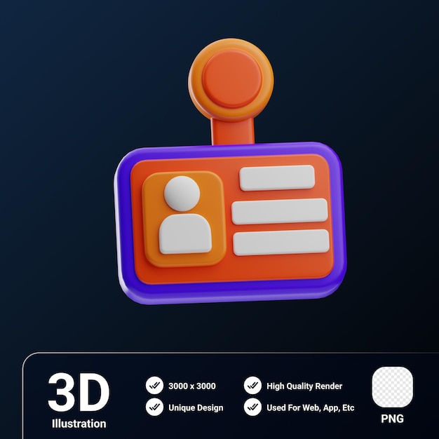Ilustración 3D de la tarjeta de identificación del objeto de seguridad