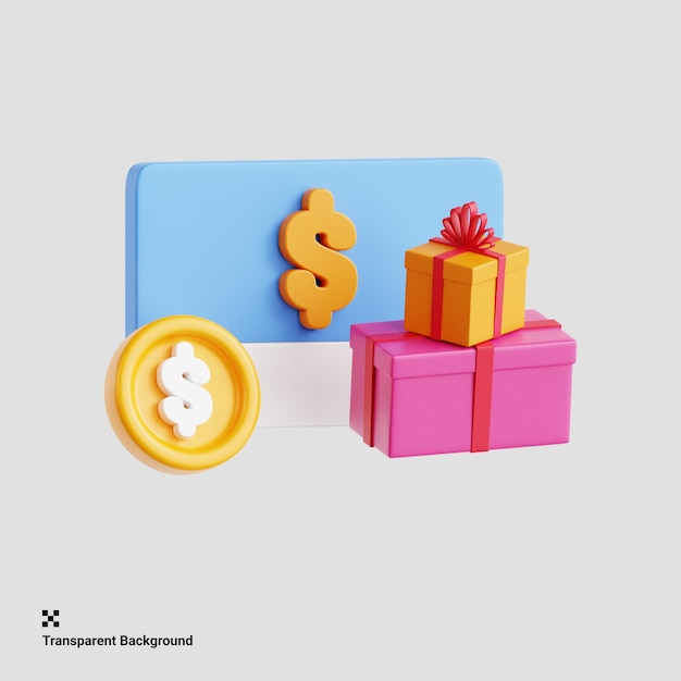 PSD ilustración 3d de una tarjeta de regalo cyber monday