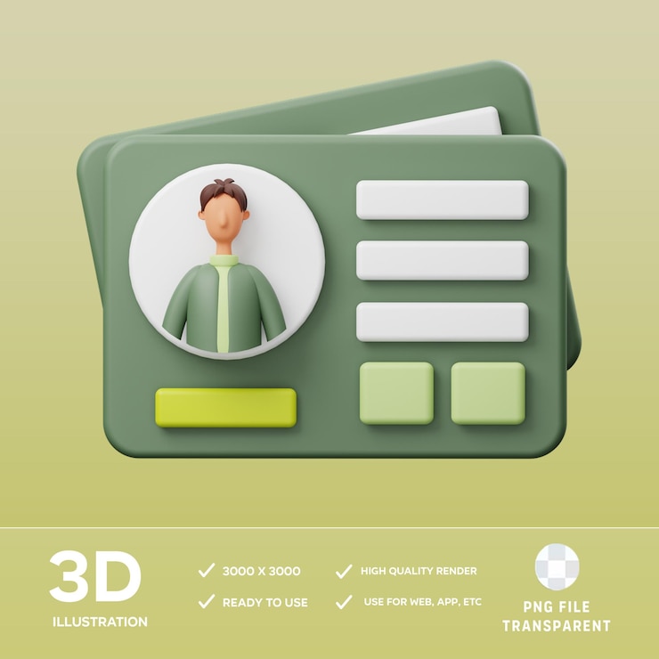 PSD ilustración 3d de la tarjeta de visita psd