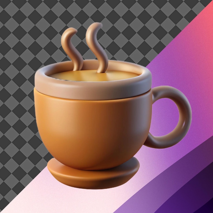 PSD ilustración 3d de la taza de café al vapor