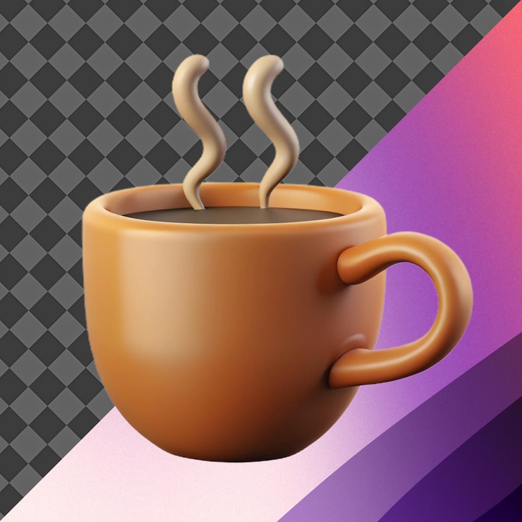 PSD ilustración 3d de una taza de café humeante