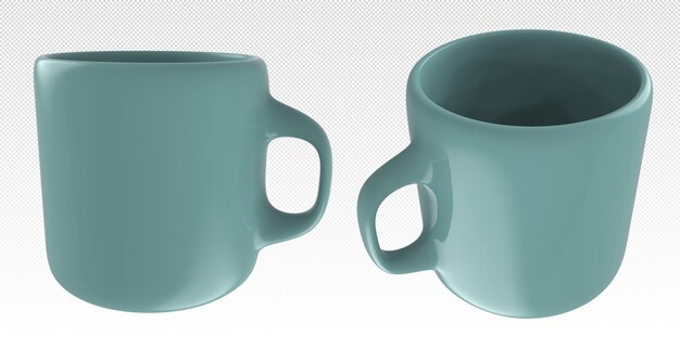 Ilustración 3d de una taza de color para el desayuno