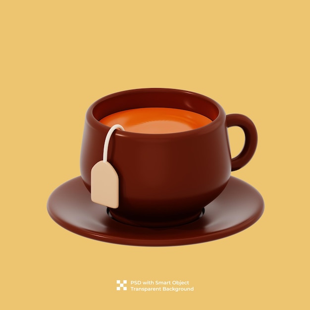 PSD ilustración 3d de una taza de té