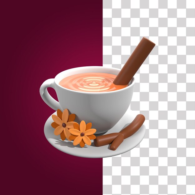 PSD ilustración en 3d del té cha