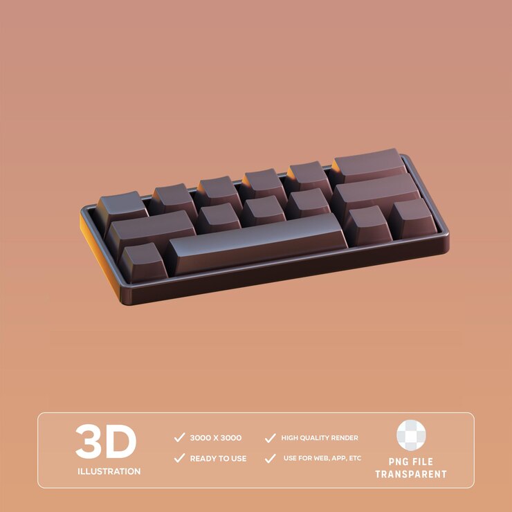PSD ilustración 3d del teclado psd