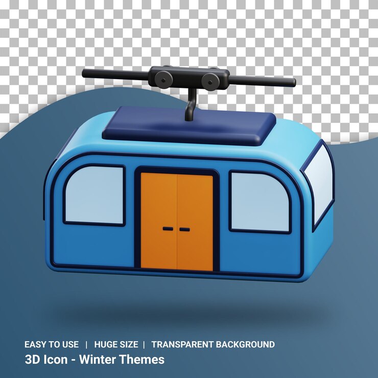 PSD ilustración 3d del teleférico con fondo transparente