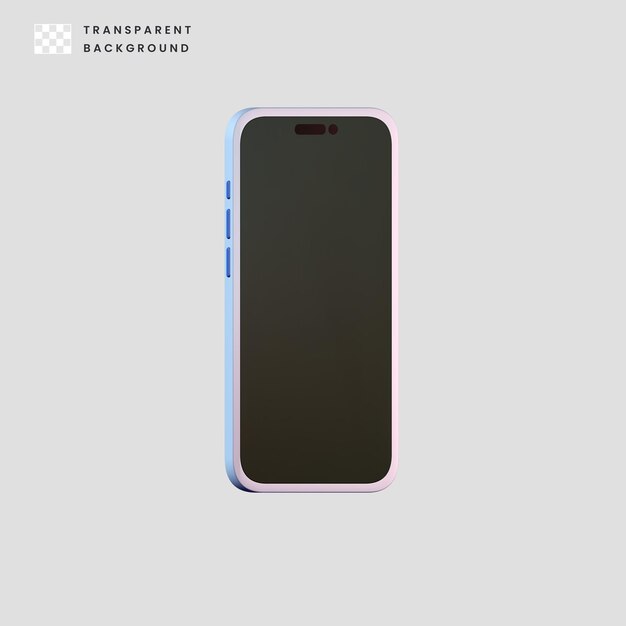 Ilustración 3D de un teléfono inteligente moderno con pantalla en blanco