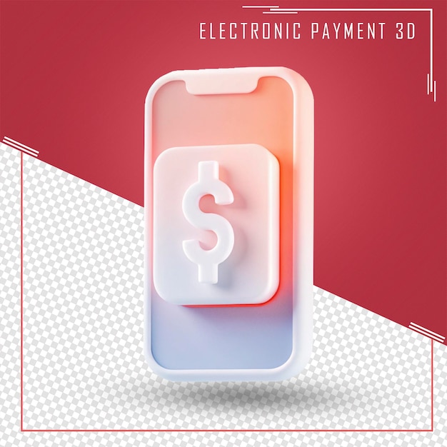Ilustración 3D de un teléfono inteligente con símbolo de dólar para el concepto de pago electrónico