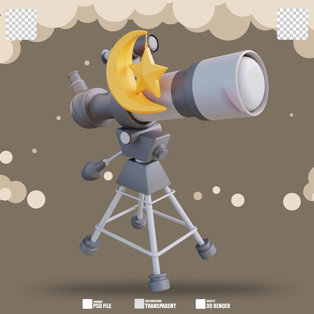 PSD ilustración 3d telescopio 2