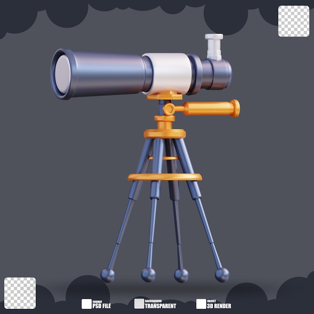 PSD ilustración 3d de un telescopio 4