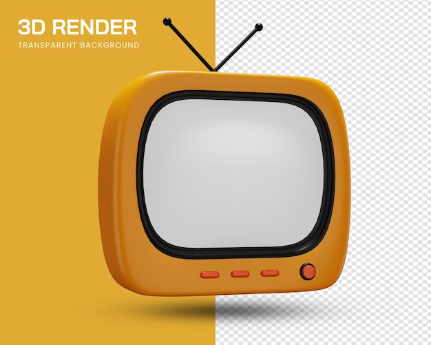 PSD ilustración 3d de televisión vintage