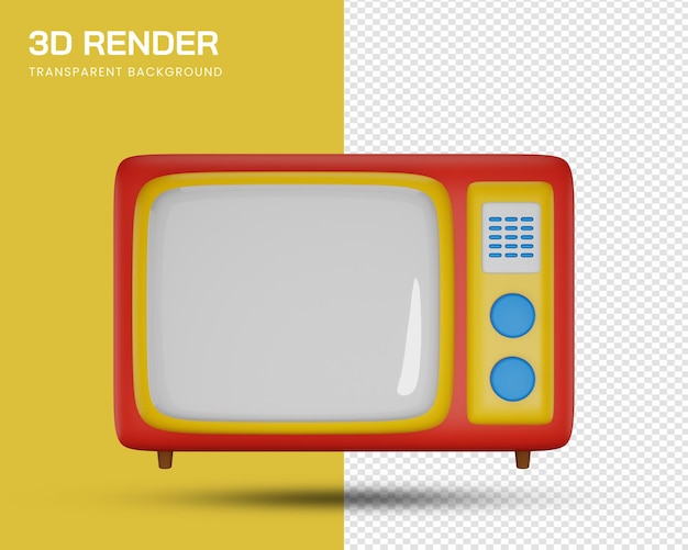 PSD ilustración 3d de televisión vintage