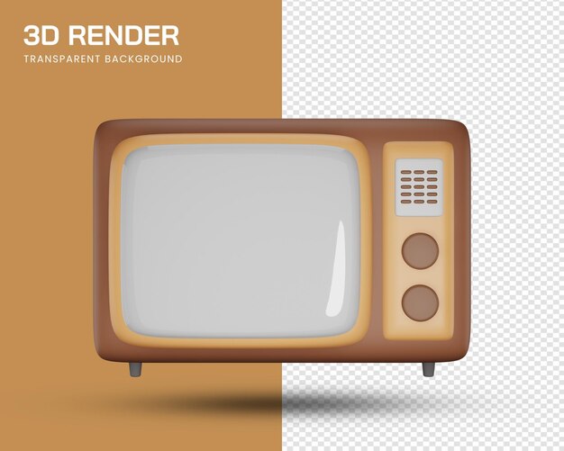 Ilustración 3d de televisión vintage