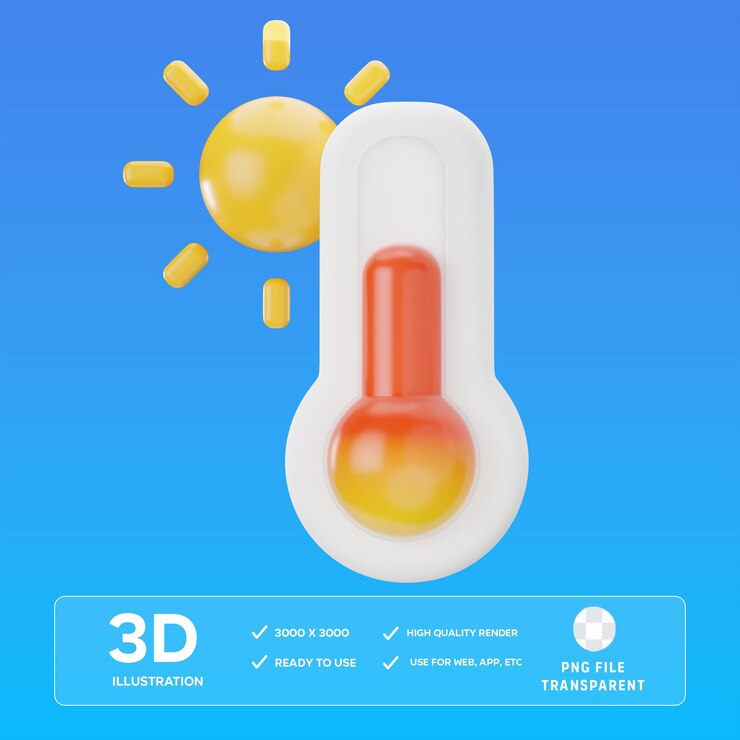 PSD ilustración 3d de la temperatura caliente de psd