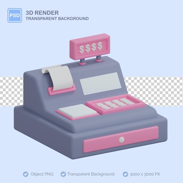 PSD ilustración 3d de la terminal pos