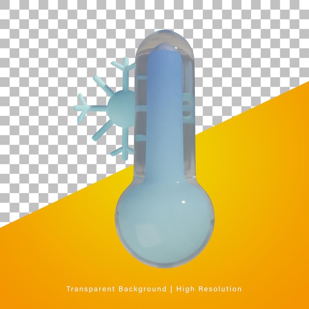 PSD ilustración 3d de termómetro frío