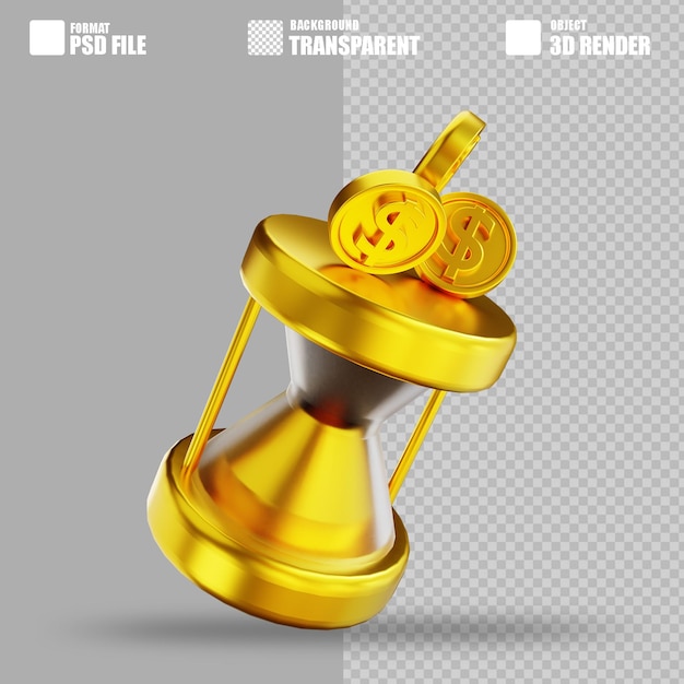 Ilustración 3D tiempo dorado dinero 4