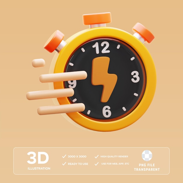 Ilustración 3D del tiempo rápido de PSD