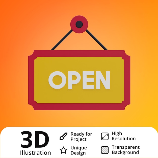 PSD ilustración 3d de tienda abierta