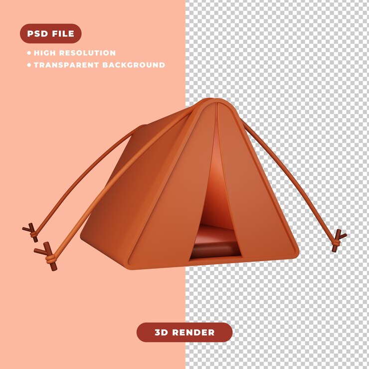 PSD ilustración 3d de tienda de campaña