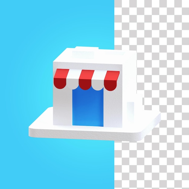 PSD ilustración 3d de la tienda de compras