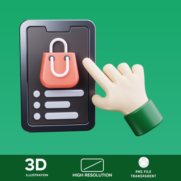 Ilustración 3D de la tienda en línea PSD