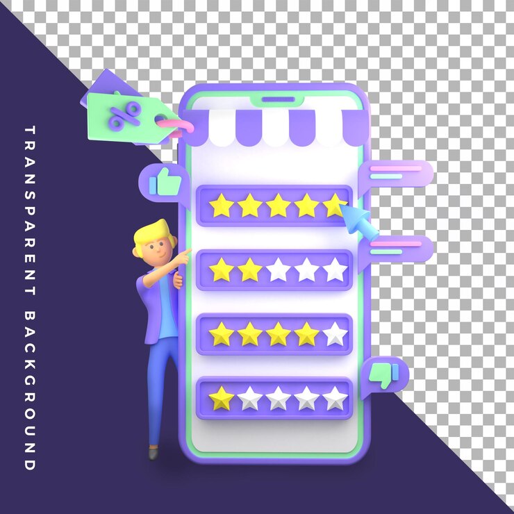 PSD ilustración 3d tienda online tienda valoración retroalimentación personaje masculino