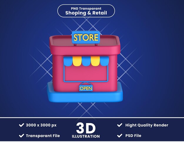 Ilustración 3d de tienda