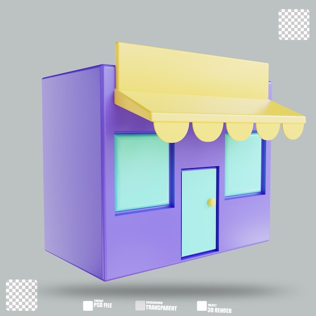 PSD ilustración 3d tienda