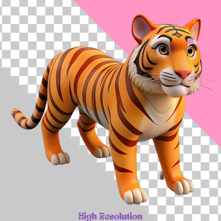 PSD ilustración en 3d de un tigre con rayas naranjas y negras