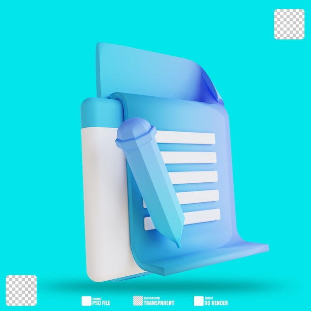 PSD ilustración 3d tomar notas 2