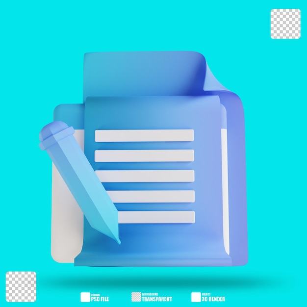 PSD ilustración 3d tomar notas 3