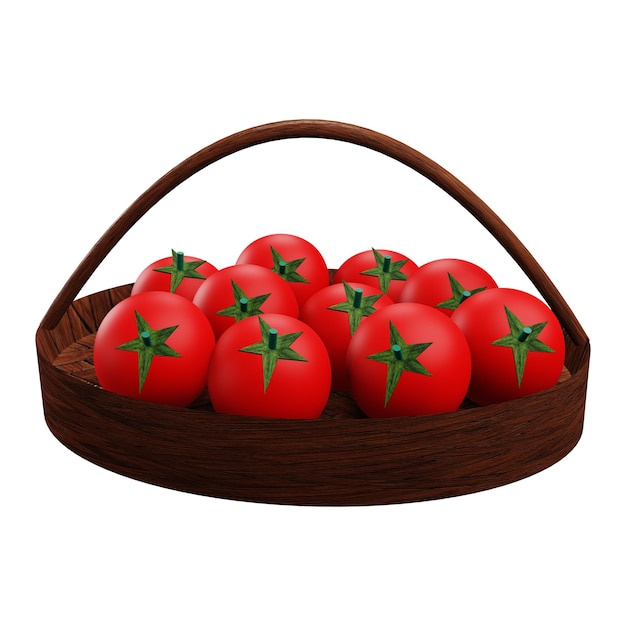 Ilustración 3D de tomate rojo con fondo transparente