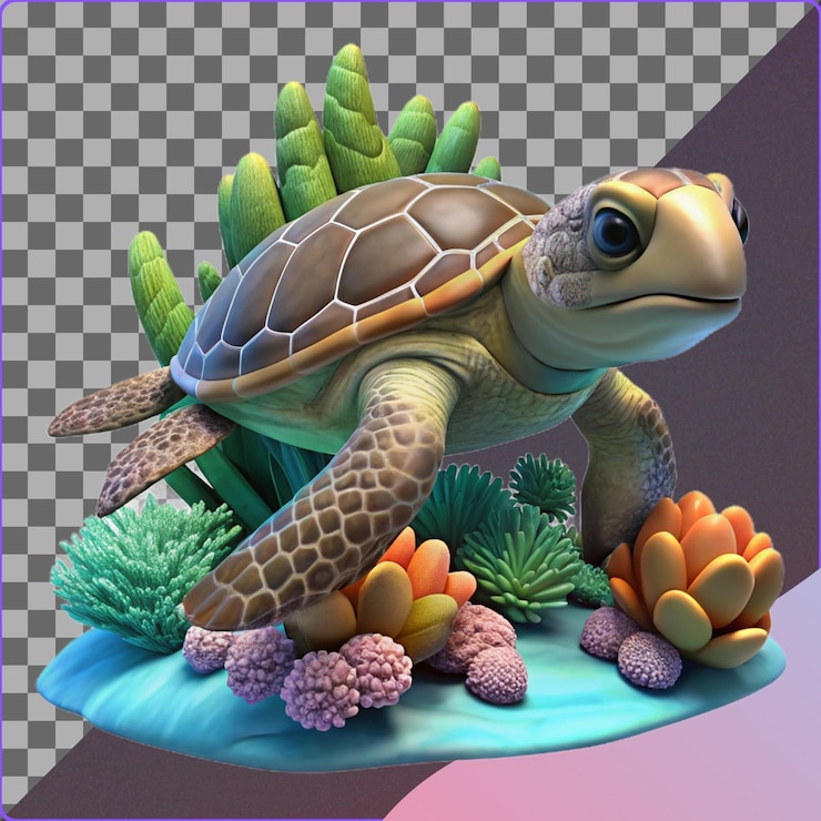 PSD ilustración en 3d de la tortuga marina