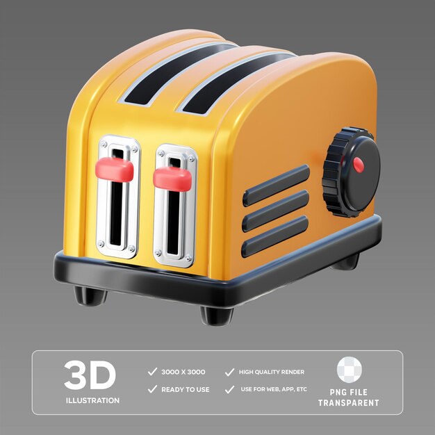 Ilustración 3D de la tostadora de PSD