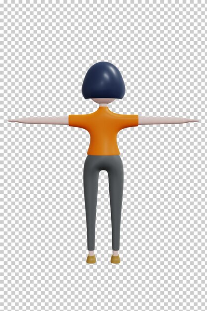 Ilustración 3D Tpose personaje aislado