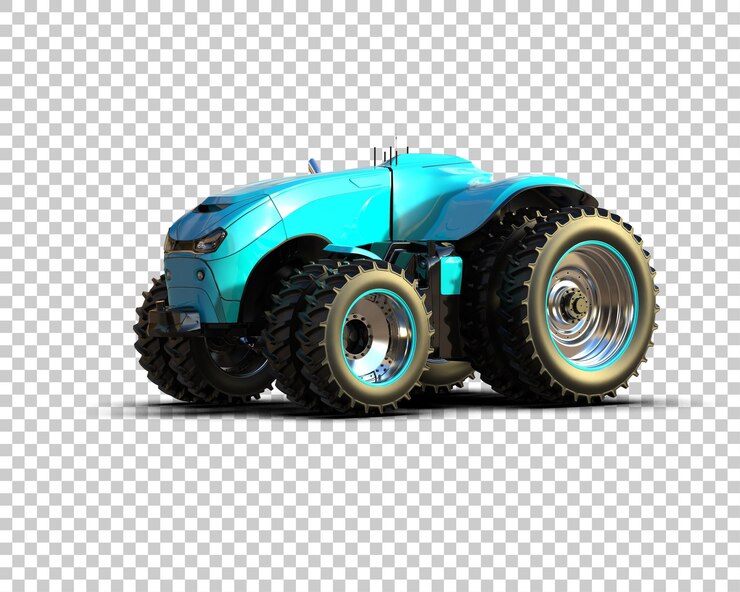 PSD ilustración 3d de un tractor sin conductor aislado en el fondo