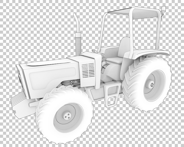 PSD ilustración en 3d de un tractor sobre un fondo transparente
