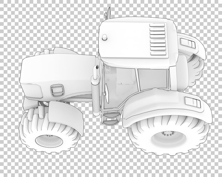 PSD ilustración en 3d de un tractor sobre un fondo transparente