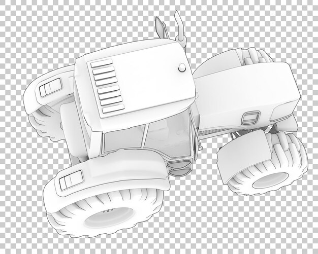 Ilustración en 3D de un tractor sobre un fondo transparente