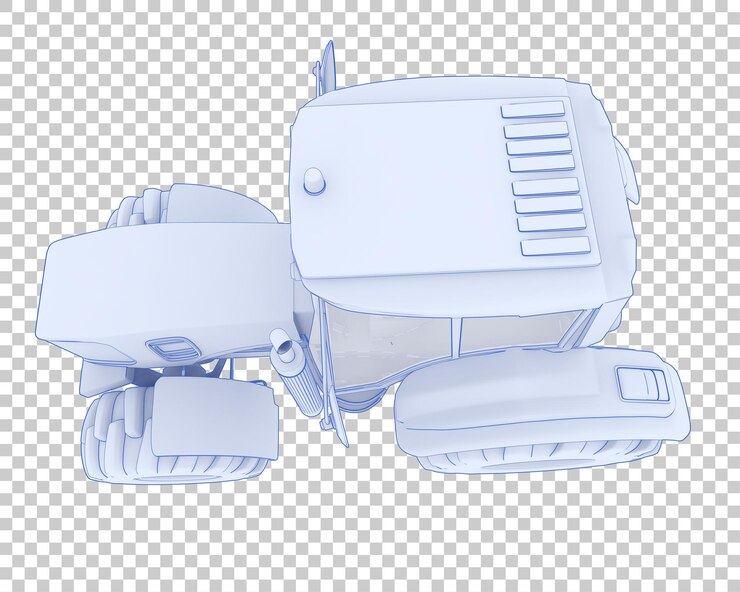 PSD ilustración en 3d de un tractor sobre un fondo transparente