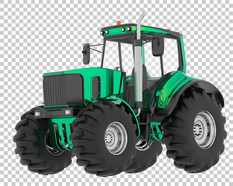 PSD ilustración en 3d de un tractor sobre un fondo transparente