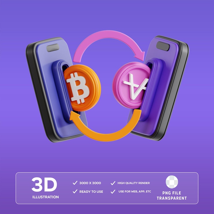 Ilustración 3D de las transacciones criptográficas PSD