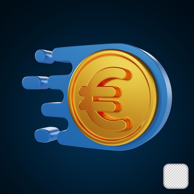 Ilustración 3d de transferencia rápida de dinero en euros