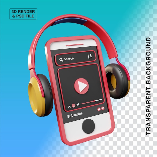 Ilustración 3D de transmisión móvil de escucha